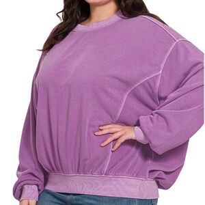 ZENANA PLUS SOFT FLEECE PIGMENT DYE PULLOVER